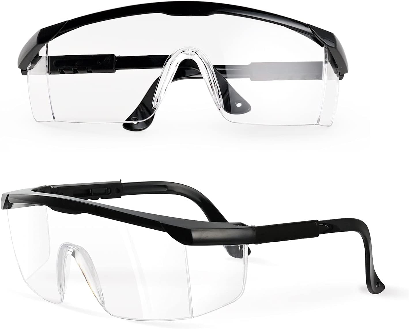 2 Pack Safety Glasses for Men and Women, ANSI Z87 Safety Goggles with Scratch Resistant Clear Wraparound Lenses, Adjustable Lab Goggles, UV Protection Lab Glasses