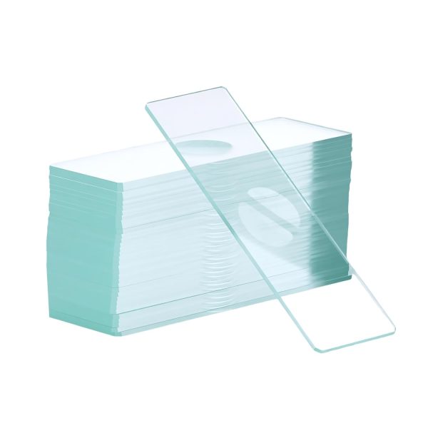 Single Depression Microscope Slides, 50 PCS 1" x 3" Pre-Cleaned Concave Glass Slides with Ground Edges & 45° Corners for Science Lab, STEM Education, Liquid Specimens and Cell Biology Studies