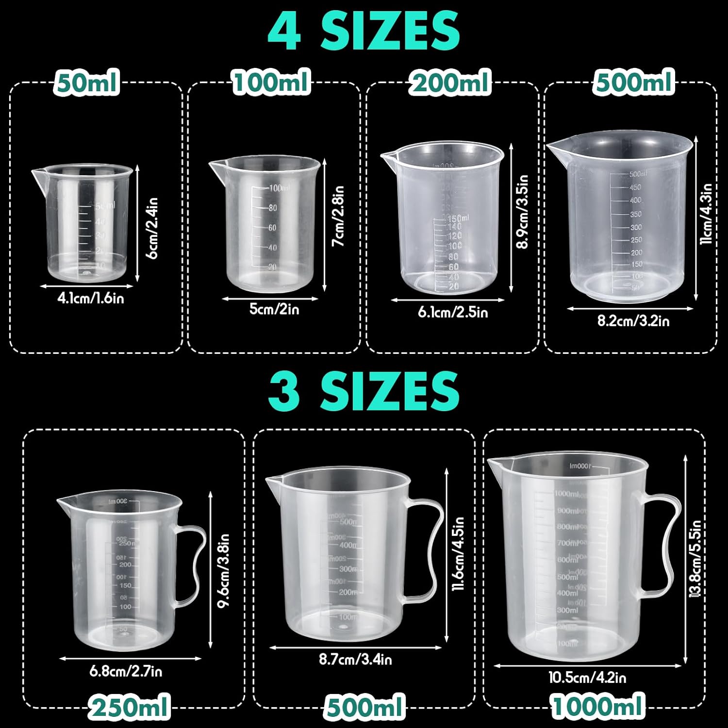 58 Pcs Plastic Beakers Set Include 6 Graduated Cylinder 7 Beakers 6 Flask 10 Droppers 1 Wash Bottle 20 Test Tubes with Rack 2 Brush 5 Funnel for Home Science Lab Party DIY - Image 2